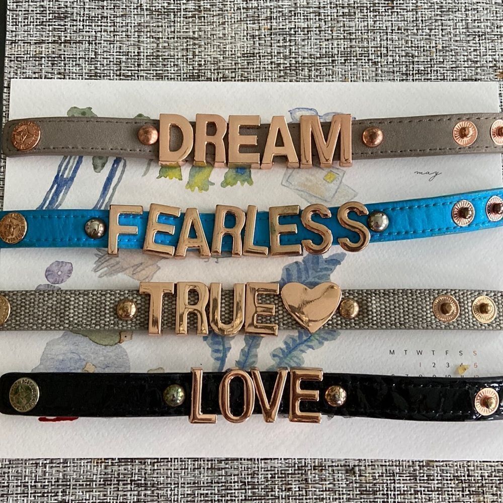 Bracelets leather rose gold letter statements candy arm 💗
